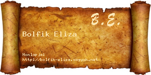 Bolfik Eliza névjegykártya